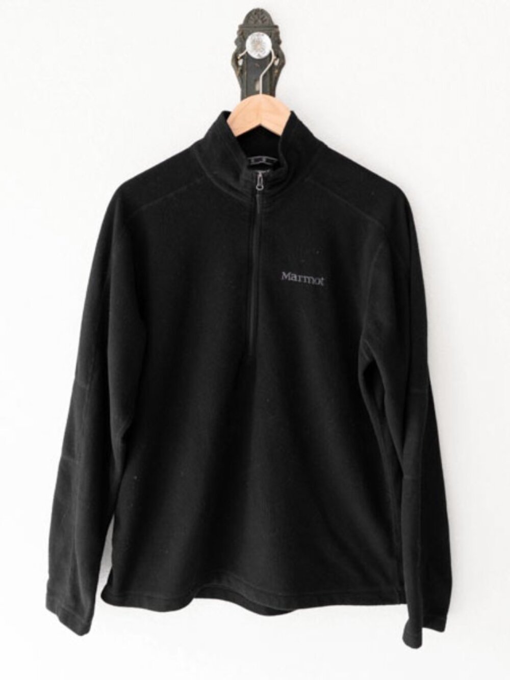 Marmot Fleece 1/4 Zip Pullover M Black Lightweight Outdoor Hiking Jacket